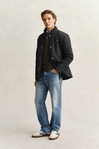 Gesteppte, mittellange Windcheater-Jacke