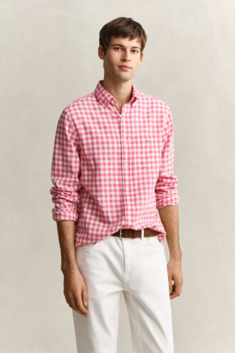Hemd aus Gingham-Leinenmischung