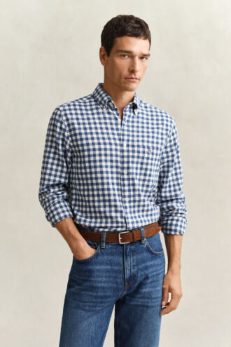Hemd aus Gingham-Leinenmischung