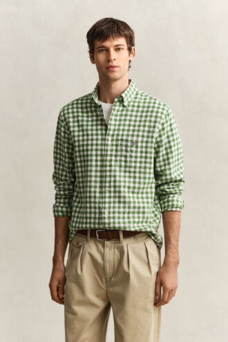 Hemd aus Gingham-Leinenmischung