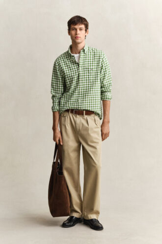 Hemd aus Gingham-Leinenmischung