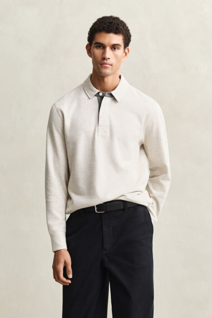 Leichtes Sacker Rib-Polo-Sweatshirt