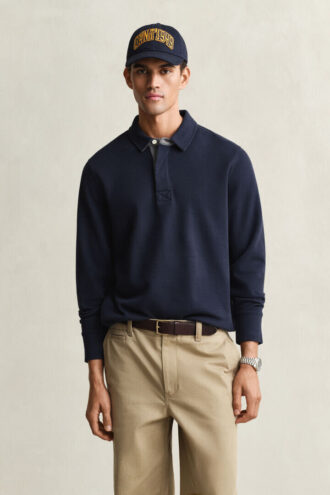 Leichtes Sacker Rib-Polo-Sweatshirt