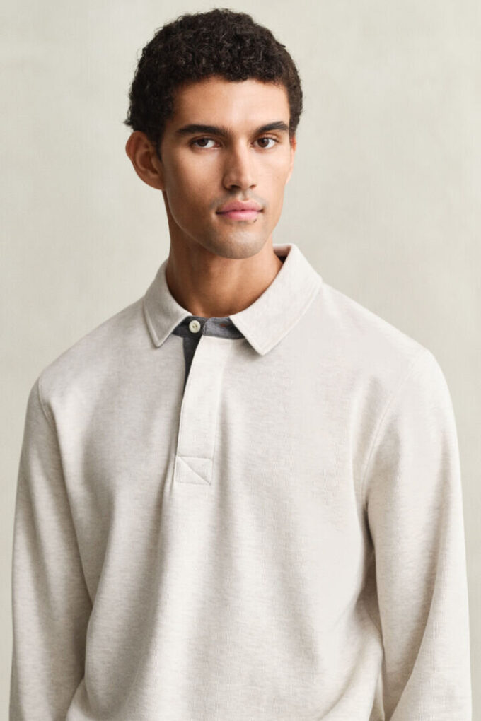 Leichtes Sacker Rib-Polo-Sweatshirt