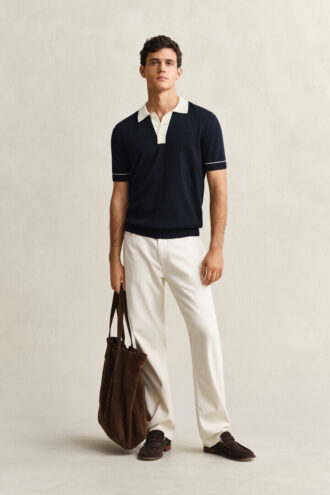 Polo-Pullover aus Baumwolle und Modal