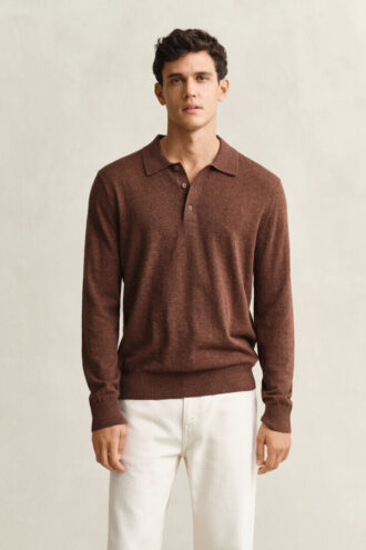 Polo-Pullover aus Slub-Baumwollmischung