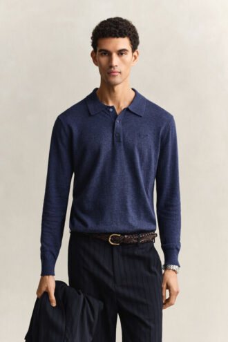 Polo-Pullover aus Slub-Baumwollmischung