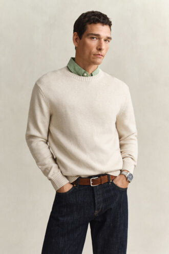 Pullover aus Baumwollmischung mit Rundhalsausschnitt