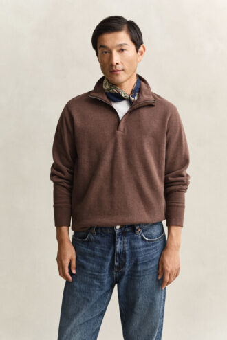 Sacker Rib Sweatshirt mit halbem Reißverschluss