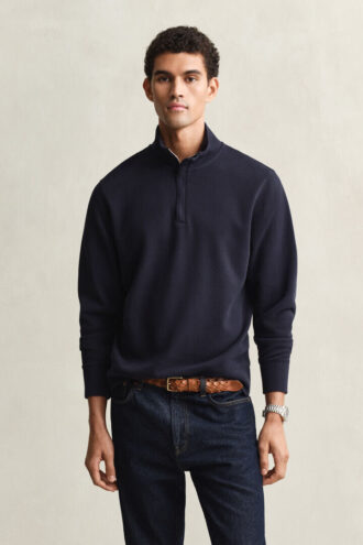 Sacker Rib Sweatshirt mit halbem Reißverschluss