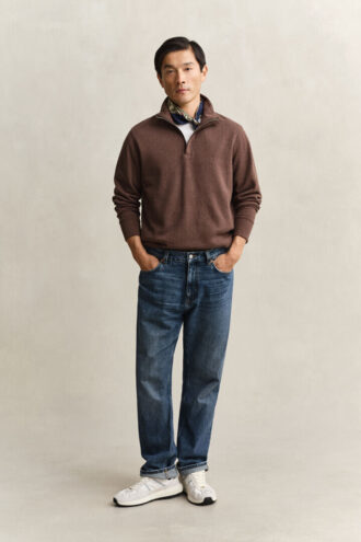 Sacker Rib Sweatshirt mit halbem Reißverschluss