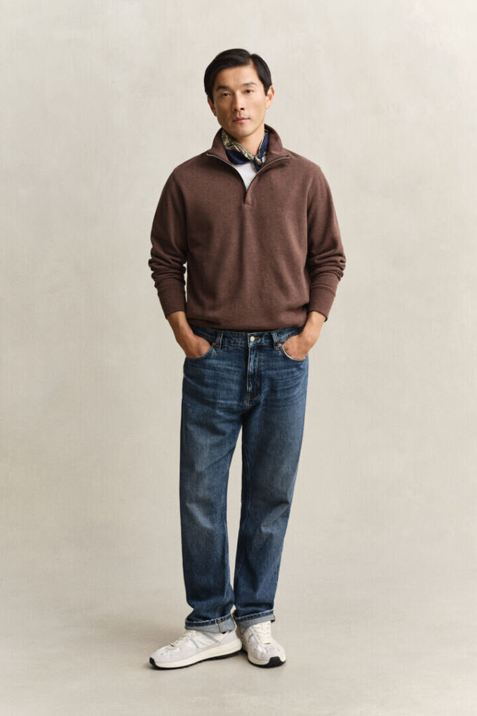 Sacker Rib Sweatshirt mit halbem Reißverschluss