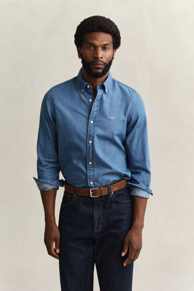 Slim-Fit-Hemd in Indigo