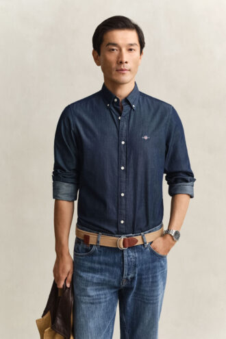Slim-Fit-Hemd in Indigo