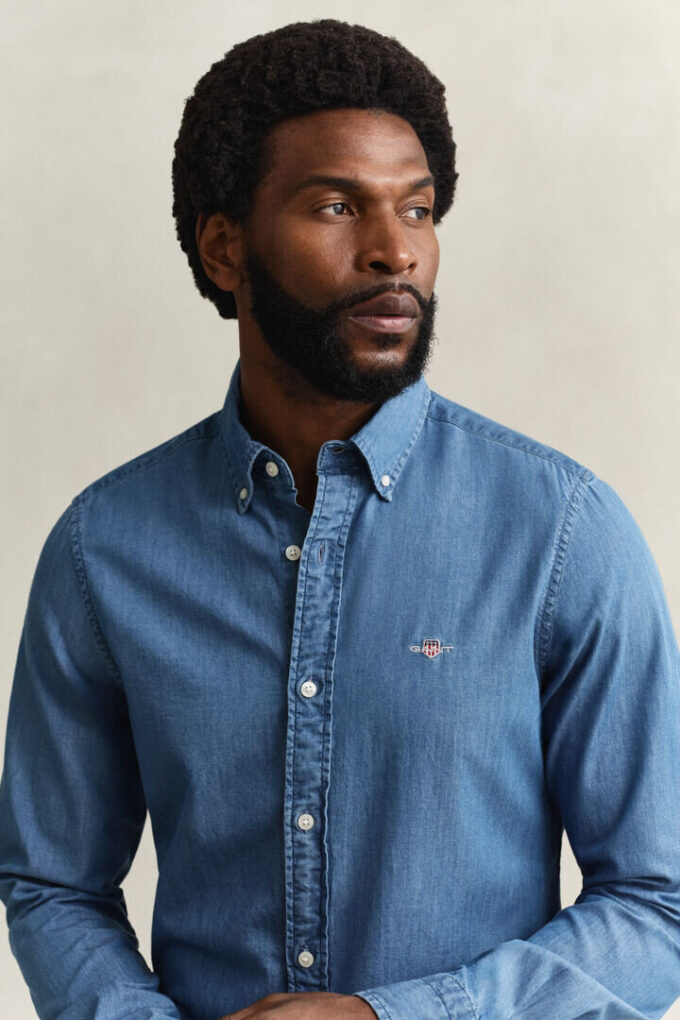 Slim-Fit-Hemd in Indigo