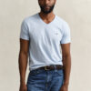 Slim-Fit-T-Shirt mit V-Ausschnitt und Wappen